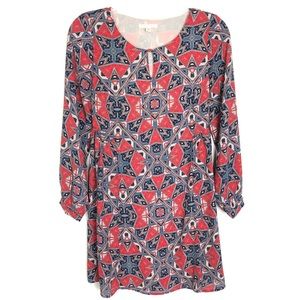 ANTHRO Paper Crown red & blue swing dress medium